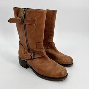 Billi Bi Copenhagen Moto Engineer Boot Womens EU 39 US 8.5 Cognac Brown Leather